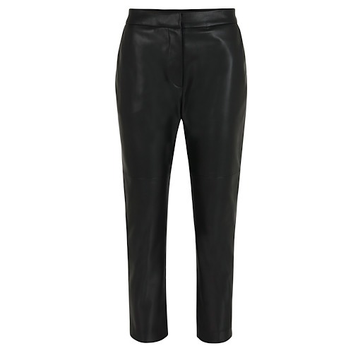 leather cut straight pants